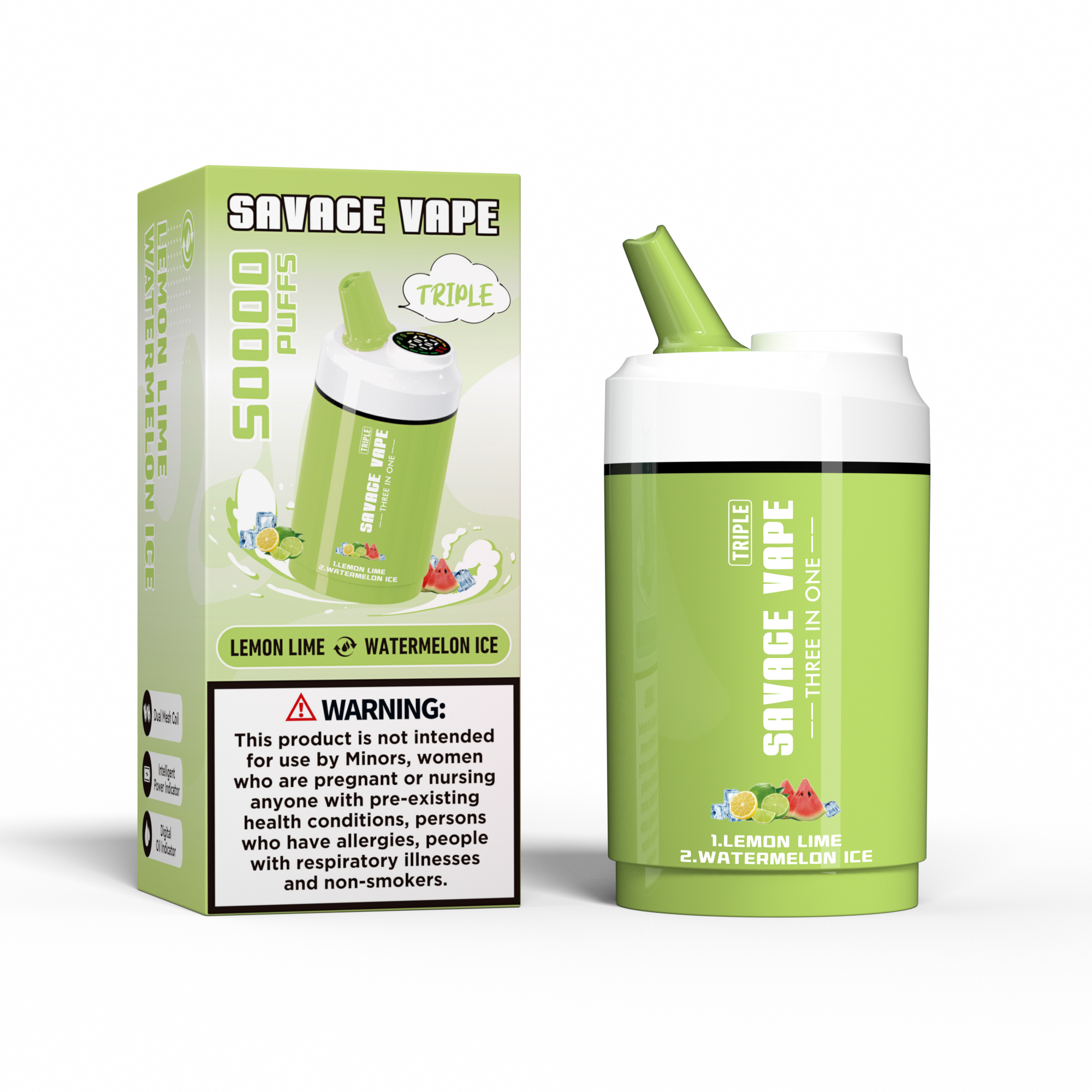 Savage Vape Triple 50000 Puffs 50k tres en uno 3 en 1 Vape desechable Vapor Doble Agua de agua de sabor Ice & Mixed Berry