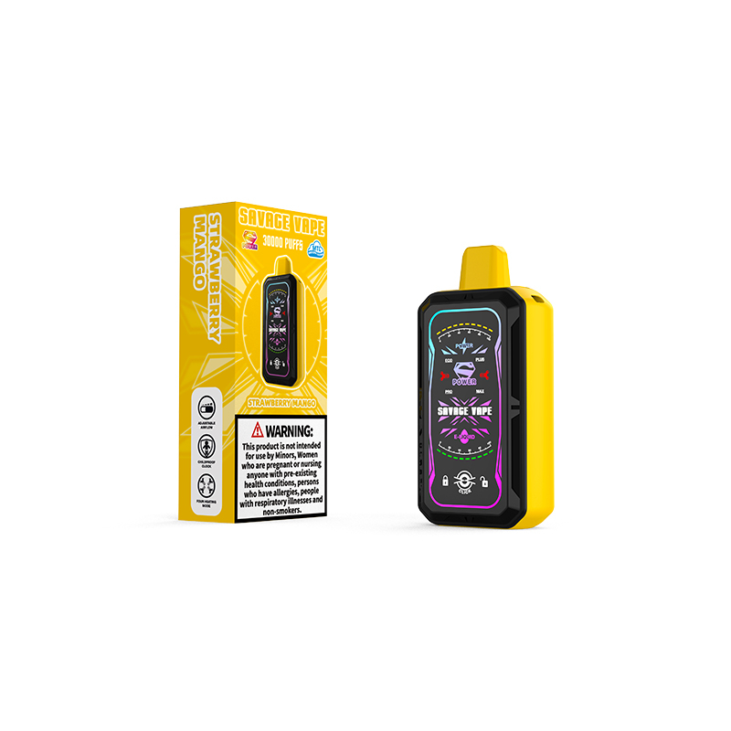 Alemania Almacén Savage S Power 30k Puff 30000 Cigarrillo electrónico Vaper desechable con pantalla completa de potencia ajustable - Mango fresa