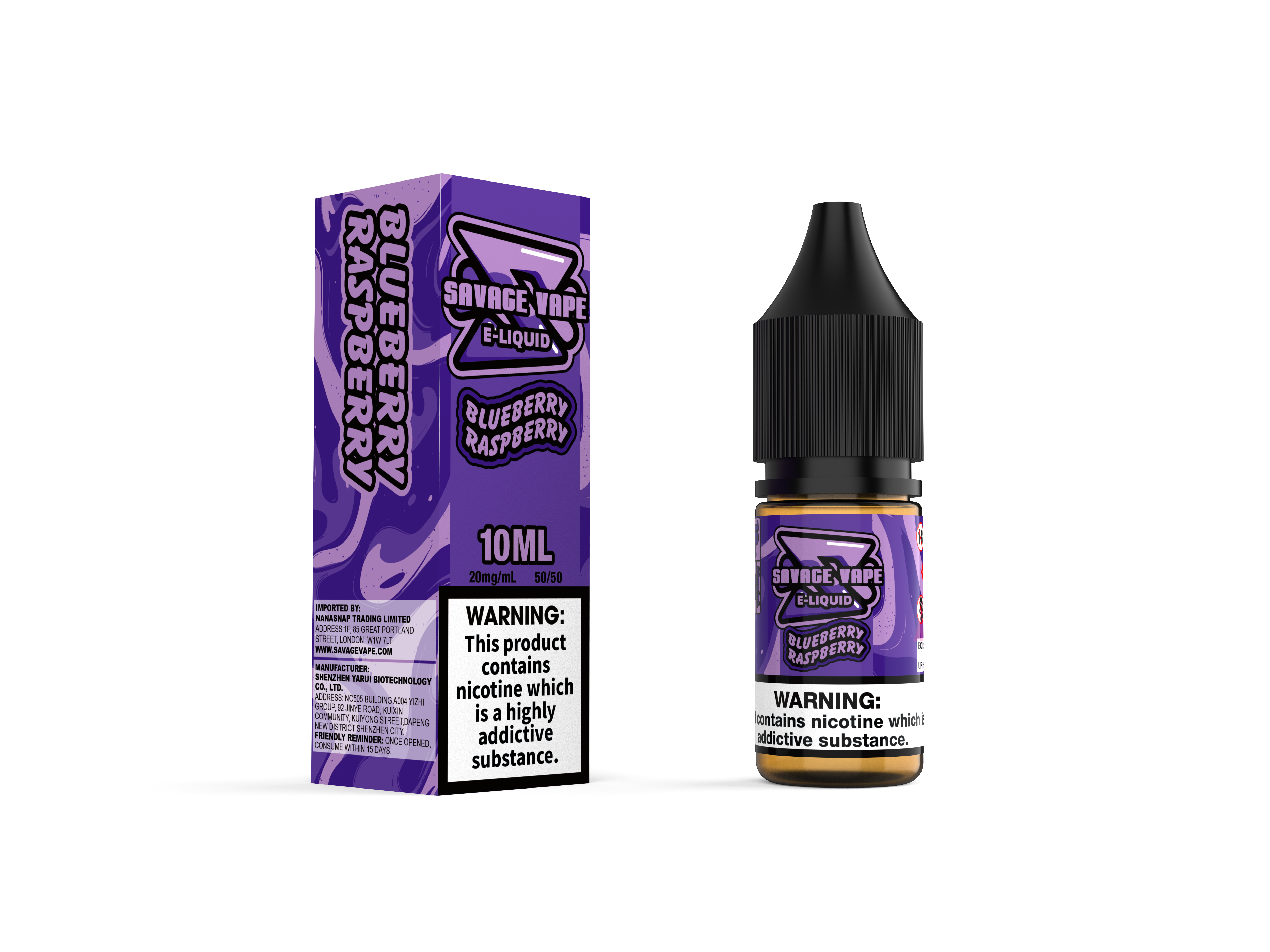 Savage Vape E Juice 2mg Nicotine Salt 10ml TPD- Blueberry Raspberry