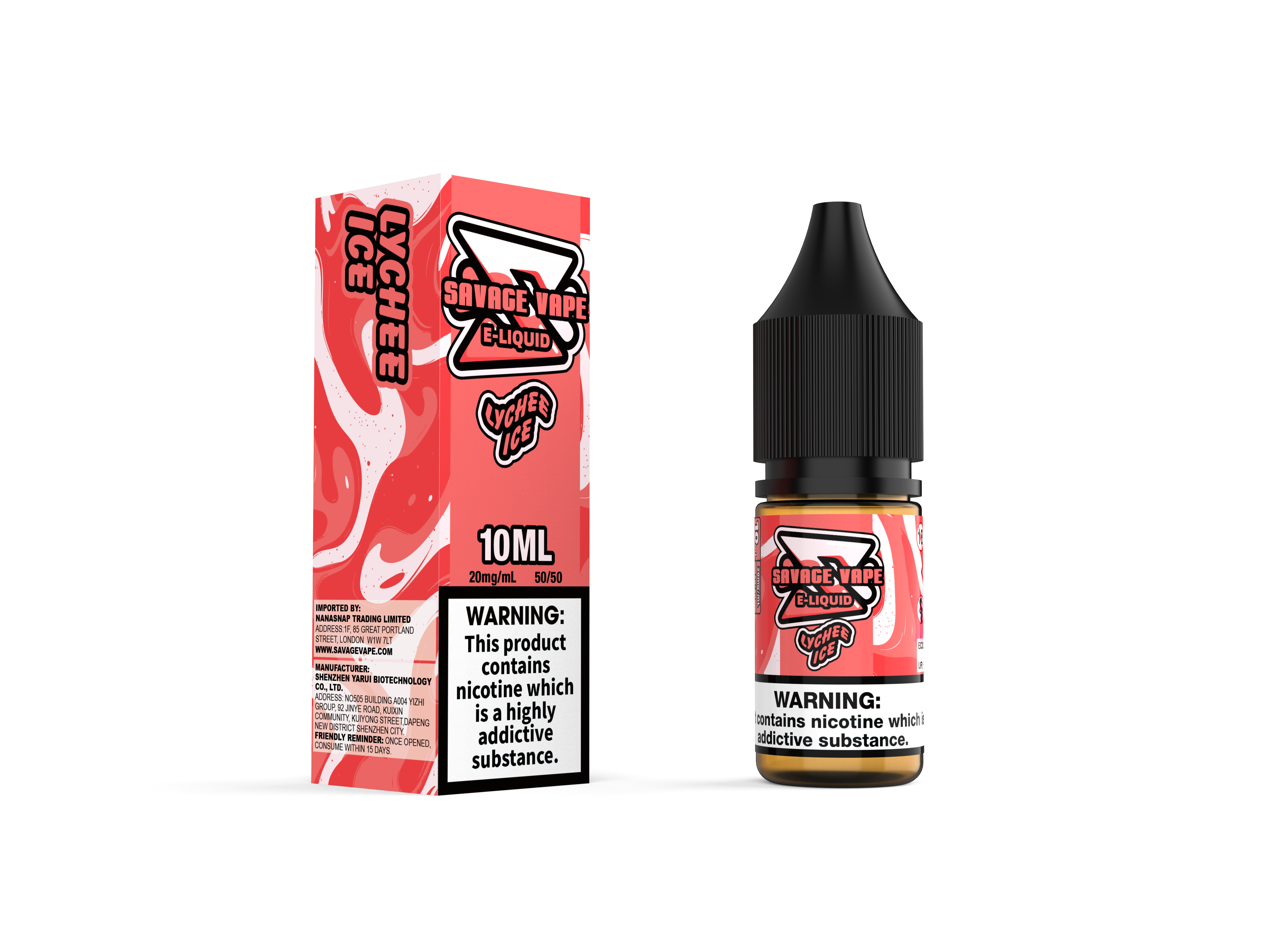 Savage Vape E Juice 2mg Nicotine Salt 10ml Tpd- Lychee Ice