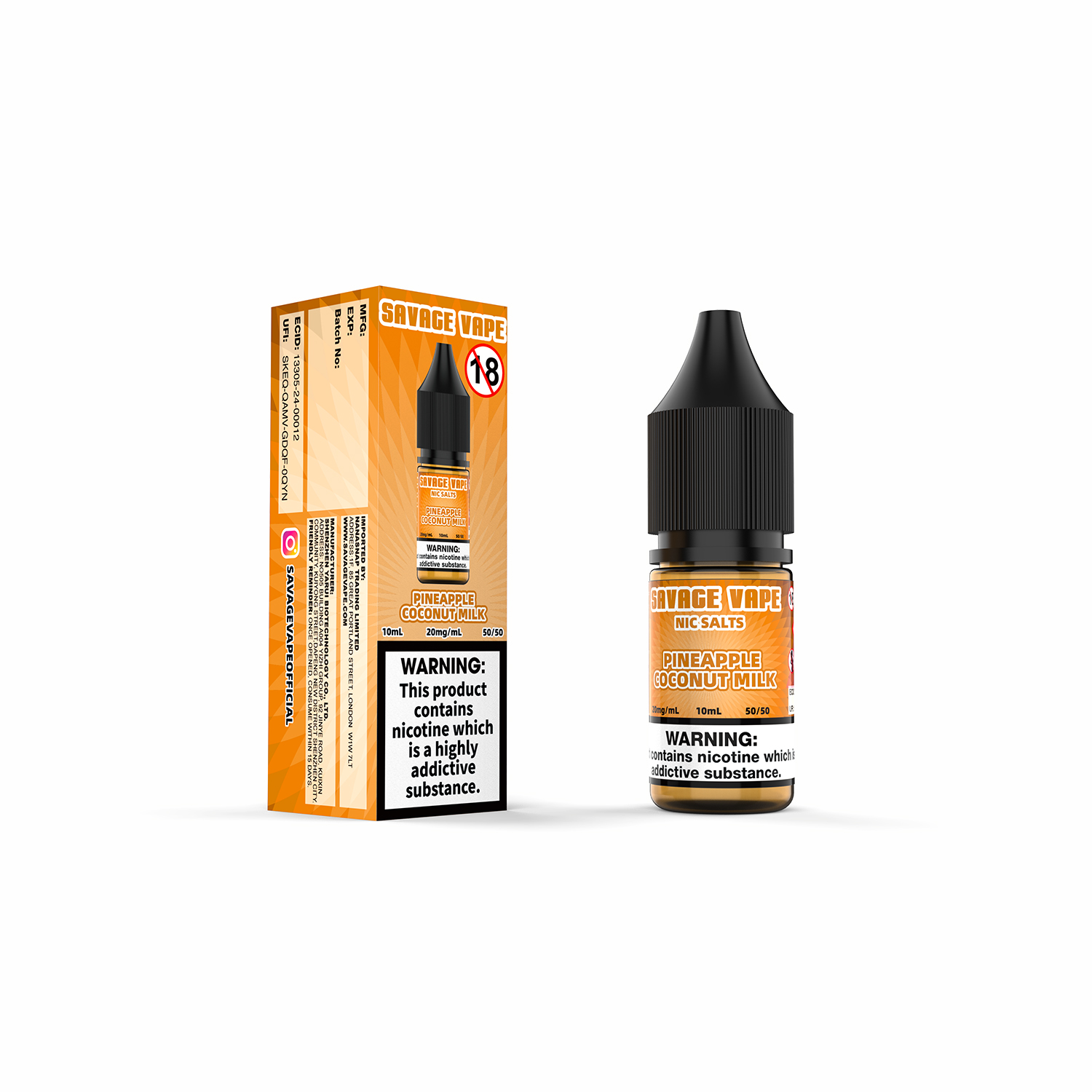 E-líquido Savage Vape Piña Leche De Coco Nic Salt 20 mg 2 ml TPD