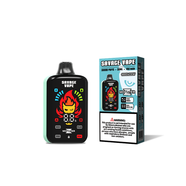 Venta al por mayor Savage Vape Monster Z 30000 Puff 30k Vape desechable E Cigarrillo Dual Mesh Bobina-Fresca Menta