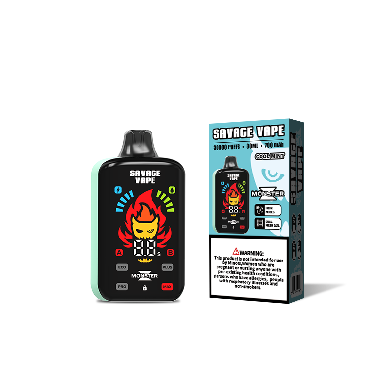 Venta al por mayor Savage Vape Monster Z 30000 Puff 30k Vape desechable E Cigarrillo Dual Mesh Bobina-Fresca Menta