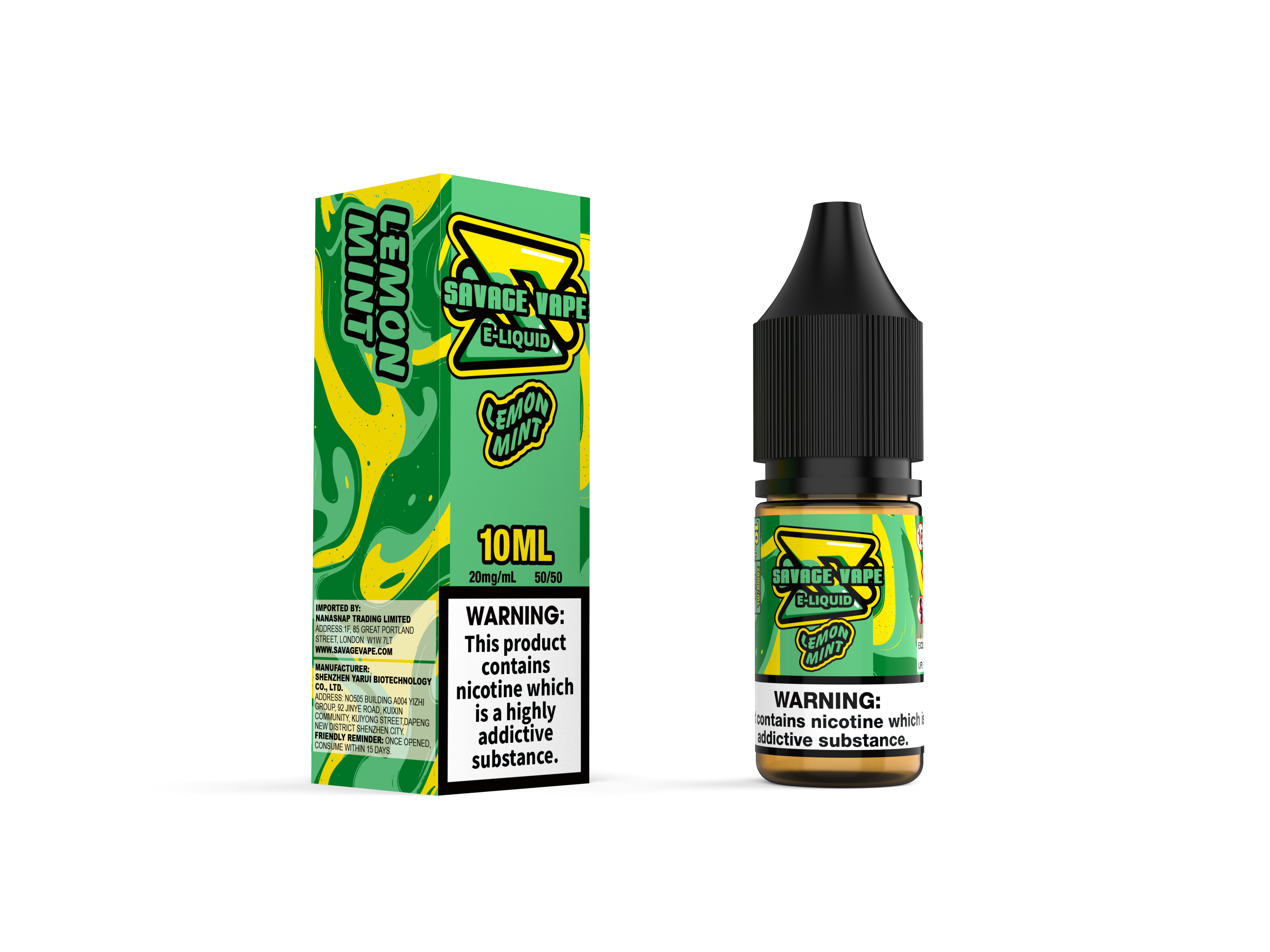 Savage Vape E Juice 2 mg de sal nicotina 10 ml TPD- Lemon Mint