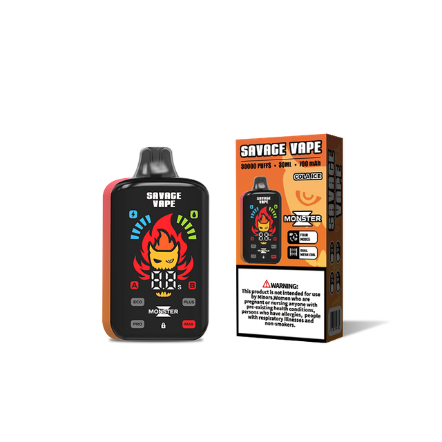 Original Savage Monster Z 30000 Puff 30k Vape Epapable E Cigarrillo Dual Mesh Bobina 5% Nic sal sal de manzana