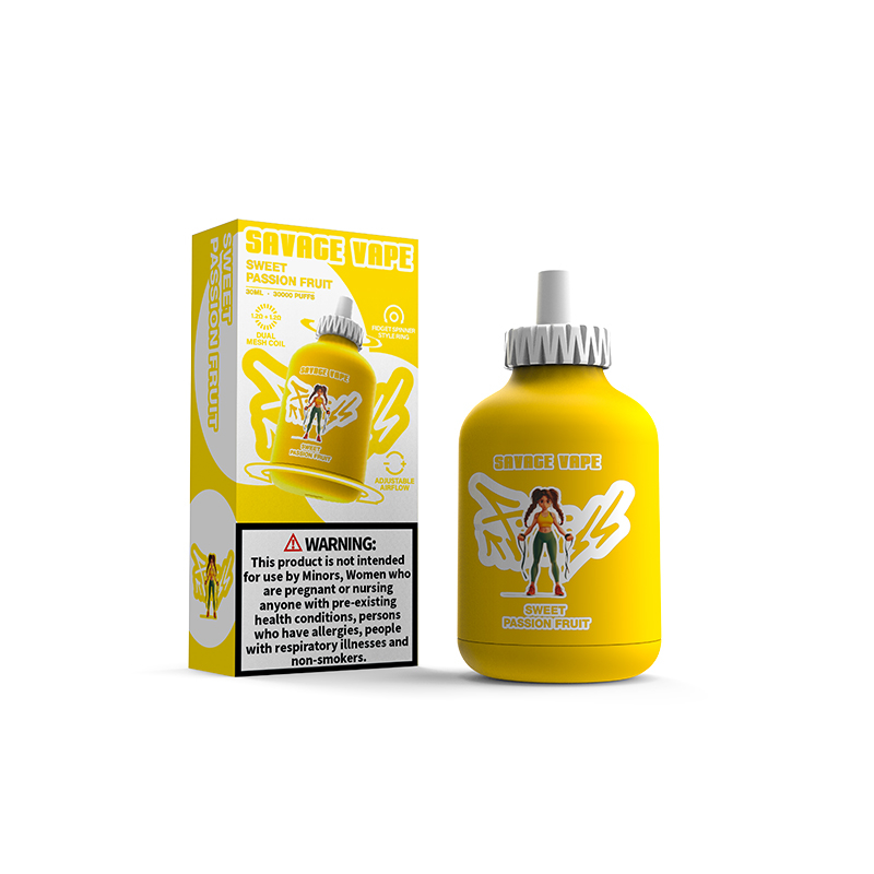 Alemania Almacén Savage Fitness 30K Puff 30000 Vape desechable E Cigarrillo Flujo de aire ajustable 30 ml 50 mg Nic Sal Líquido - Dulce Pasión