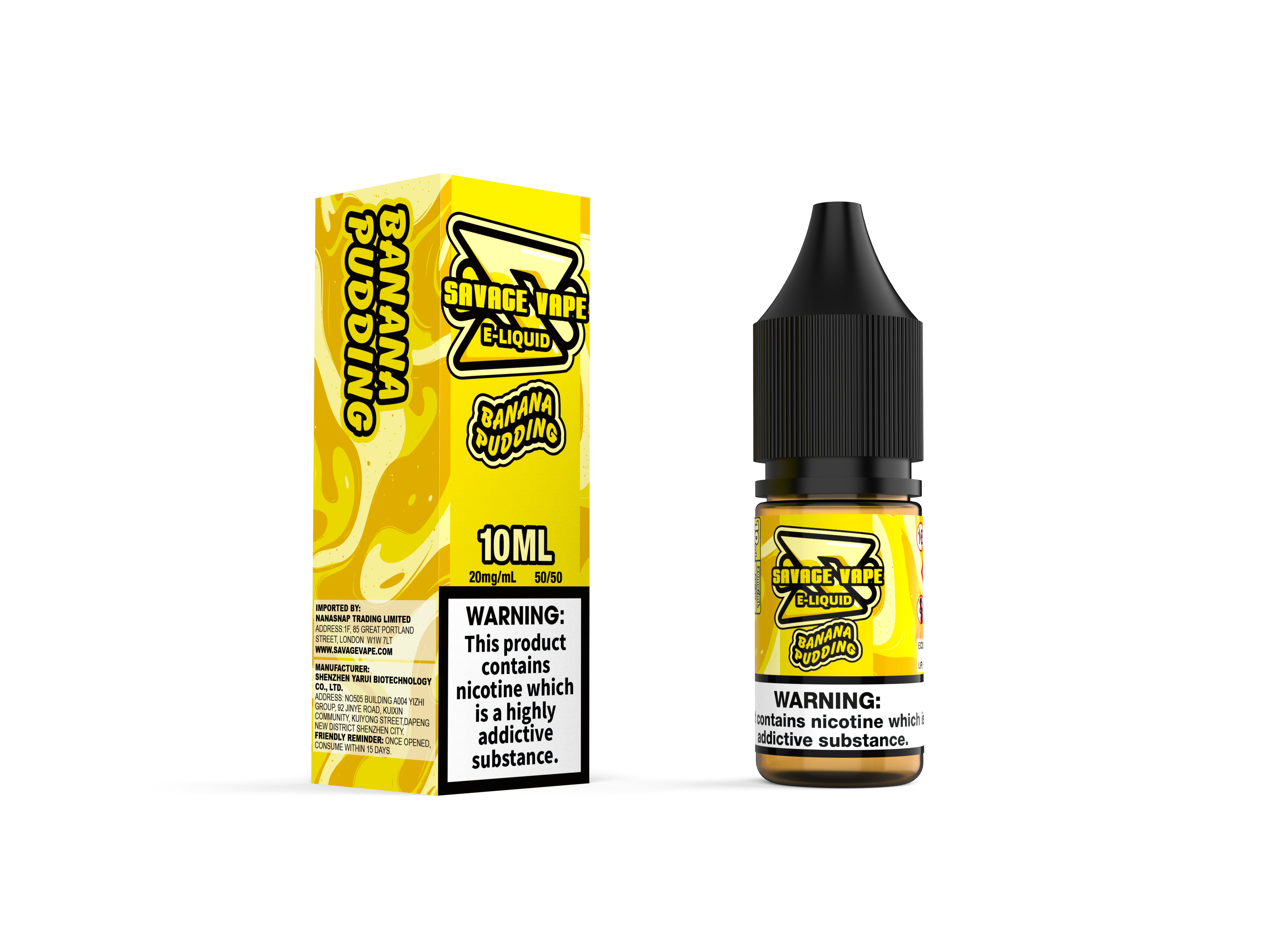 Savage Vape E Liquid 2mg Nicotine Salt 10ml TPD- Pudín de plátano 