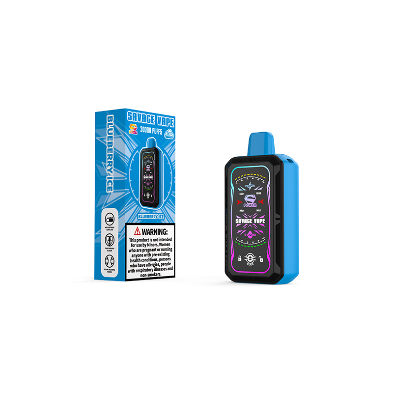 Savage S Power 30k Puff 30000 Cigarrillo electrónico Vape desechable Bobina de malla dual 4 Batería recargable de 700 mah de potencia ajustable - Bluberry Ice