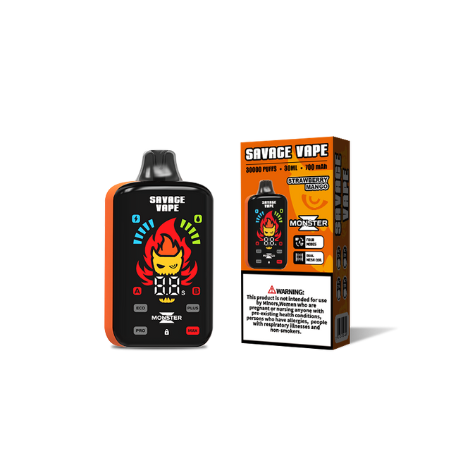 La venta caliente Savage Monster Z 30000 Puff E-cigarrillo Vaper desechable 30k Flujo de aire ajustable-Mango de fresa