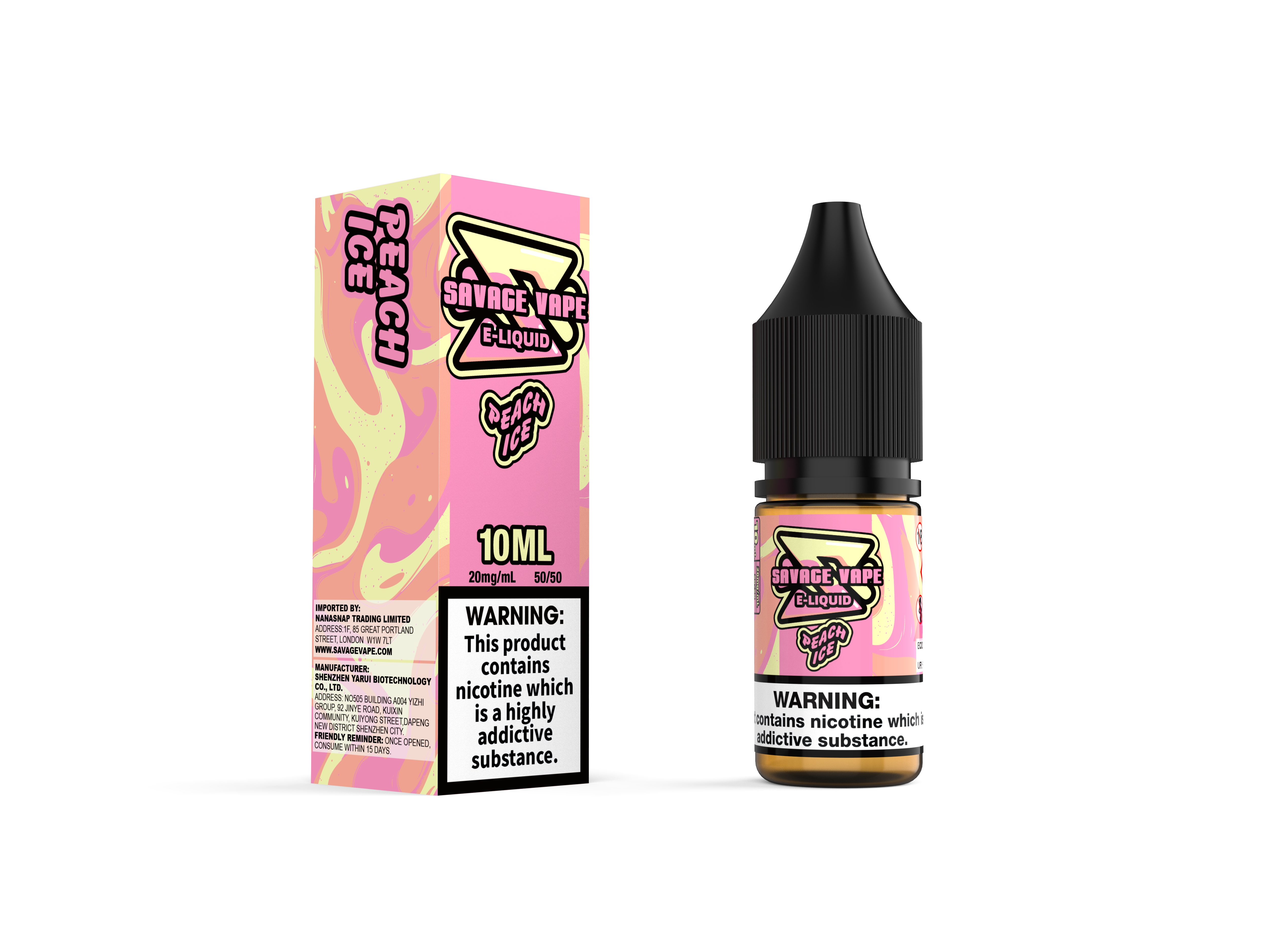 Savage Vape E Juice 2 mg de sal nicotina 10 ml TPD- Peach Ice