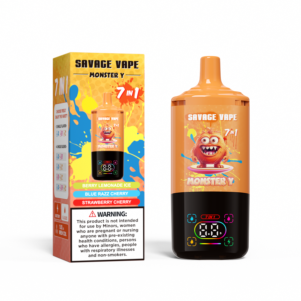 Venta superior Savage Monster Y 80000 Puff 65000 50000 E Cigarrillo 7 en 1 Dual Mesh Coil Display Smart 30+30+30ml Eu Liquid Warehouse Vape Vape 80K 65K 50K-Berry Lemonade Ice & Blue Razz Cherry