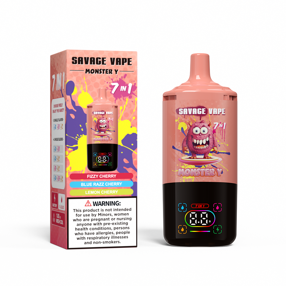Top Sale Savage Monster Y 80000 Puff 65000 50000 E CIRTETO 7 EN 1 DUAL MESH BOBINA Smart Display 30+30+30ml EU Liquid Warehouse Vape Vape 80K 65K 50K-Fizzy Cherry y Blue Razz Cherry