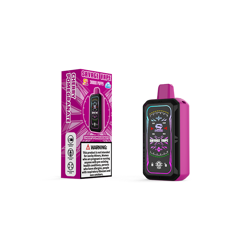 Cigarrillo electrónico Vape desechable Savage S Power 30k Puff 30000 con pantalla completa de batería de 700 mah - Sakura Grape