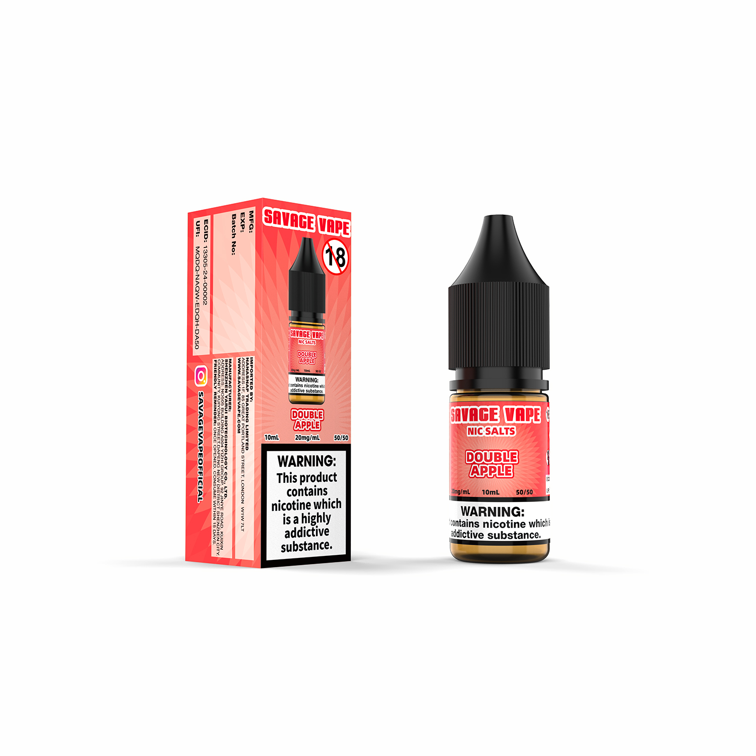 E-líquido Savage Vape Double Apple Nic Salt 20 mg 2 ml TPD