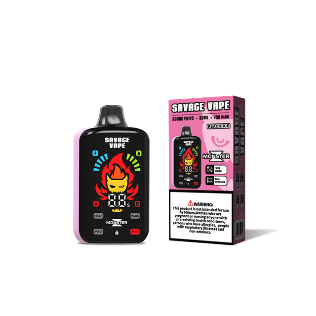 Venta al por mayor Savage Monster Z 30000 Puff 30k Vape desechable 25000 25k E Cigarrillo-Melocotón Hielo