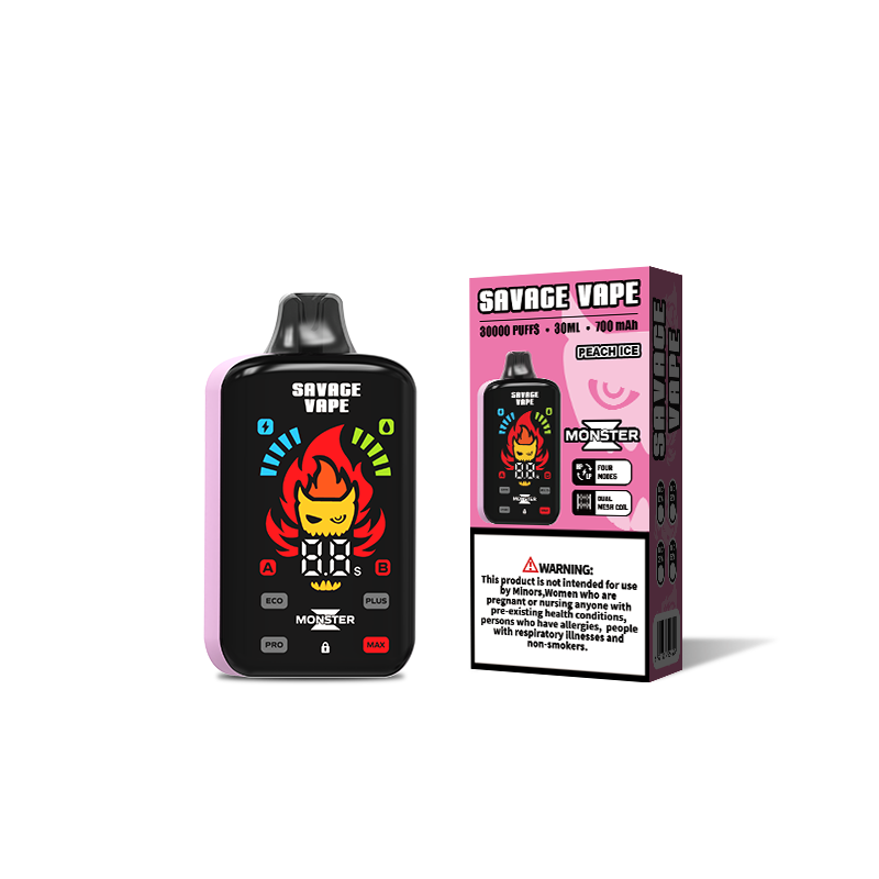 Venta al por mayor Savage Monster Z 30000 Puff 30k Vape desechable 25000 25k E Cigarrillo-Melocotón Hielo