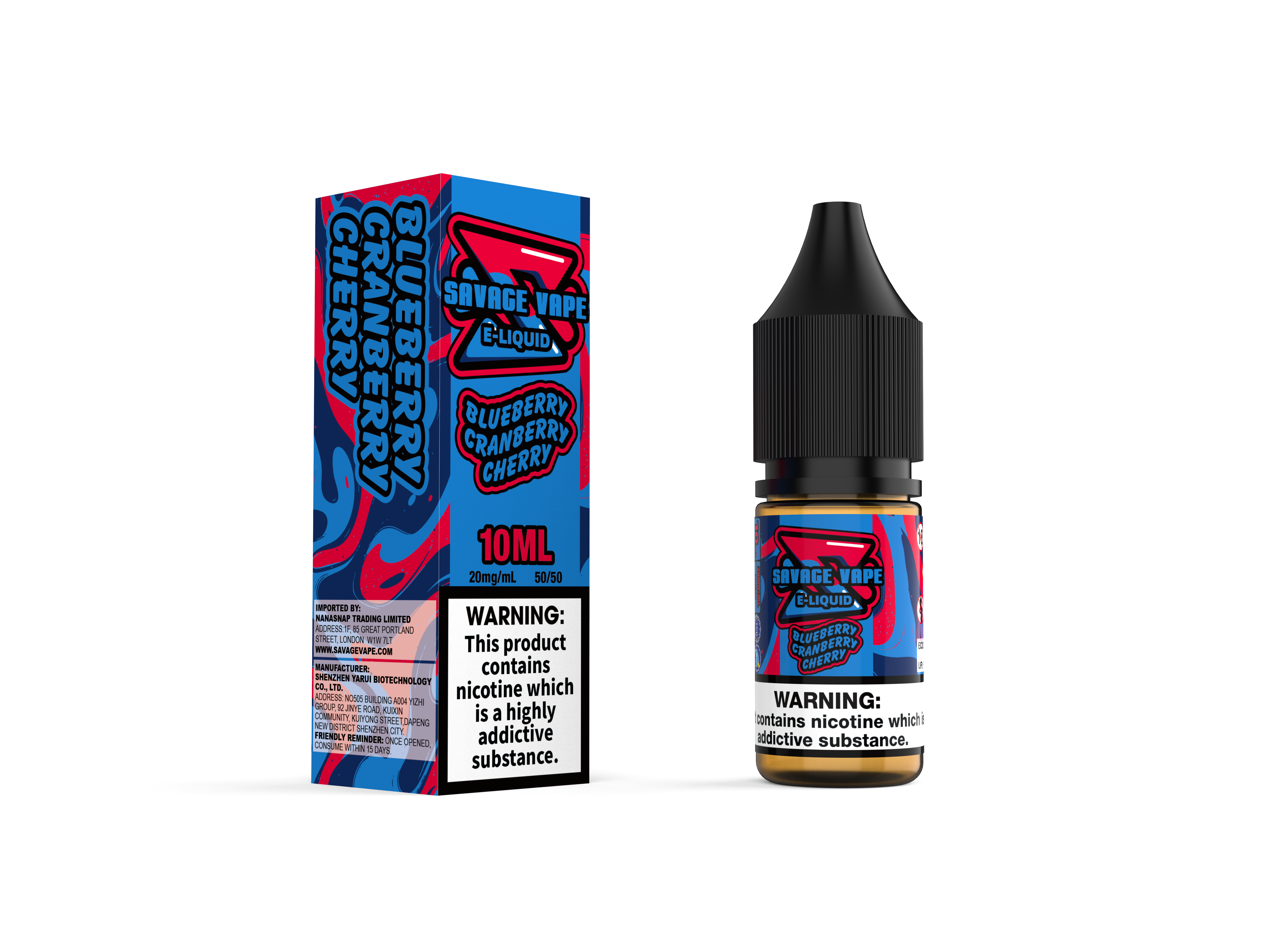 Savage Vape E Liquid 2mg Nicotine Salt 10ml TPD- Strawberry Ice