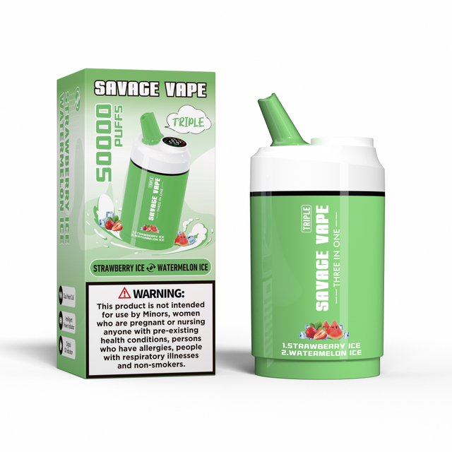 Savage Vape Triple 50000 Puffs 50k tres en uno 3 en 1 Vape desechable Doble Sabor-Blueberry Ice & Cherry Ice