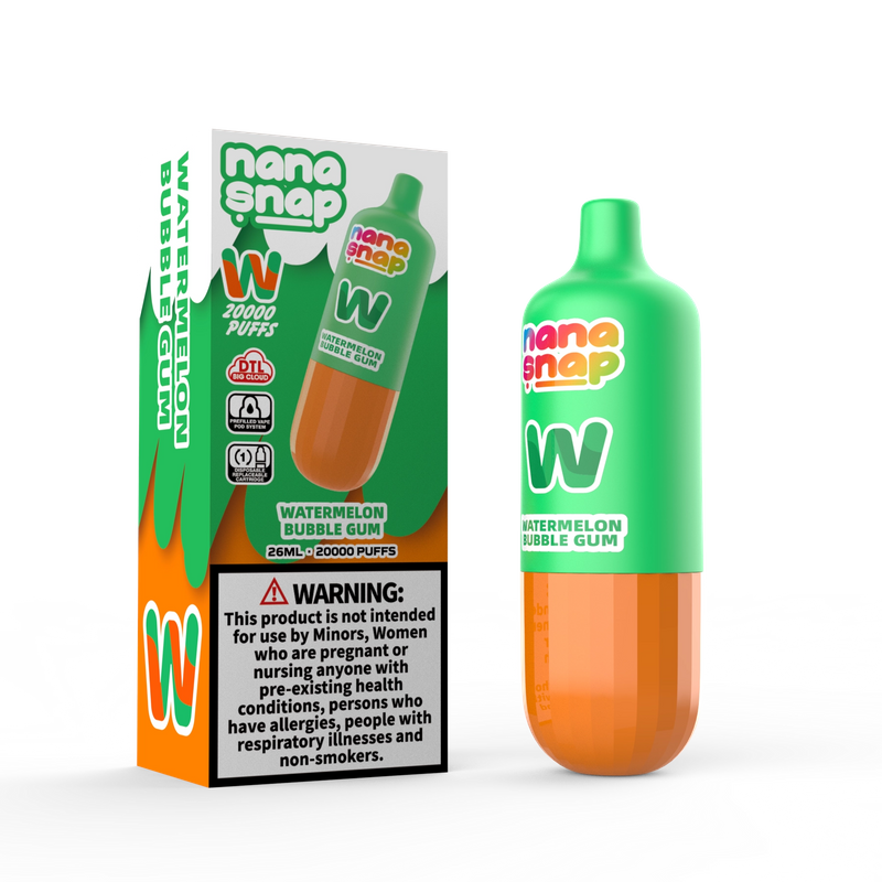 Sistema de cápsulas precargadas Nanasnap Dtl 20000 Puff 20k Kits de vaporizador desechables Flujo de aire ajustable Cigarrillo electrónico Almacén de la UE - Chicle de sandía