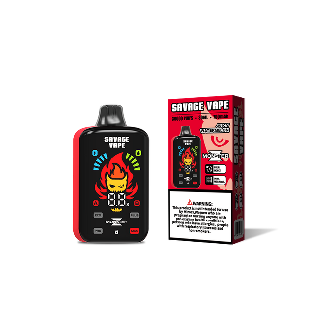 UE Almacén Savage Vape Monster Z 30000 Puff 30k Vape desechable E Cigarrillo Potencia ajustable - Sandía jugosa