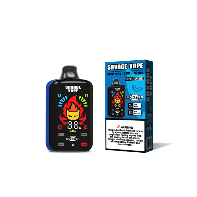 2024 Nuevo diseño al por mayor Savage Monster Z 30k Puff 30000 Vape desechable 25000 E Cigarrillo-Azul Raz Ice