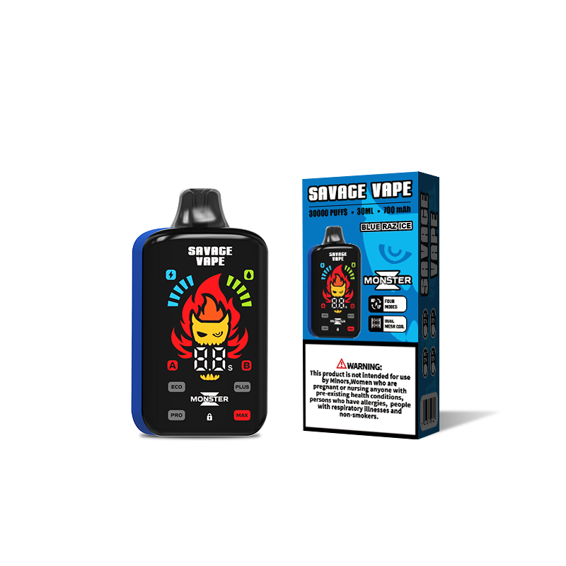 2024 Nuevo diseño al por mayor Savage Monster Z 30k Puff 30000 Vape desechable 25000 E Cigarrillo-Azul Raz Ice