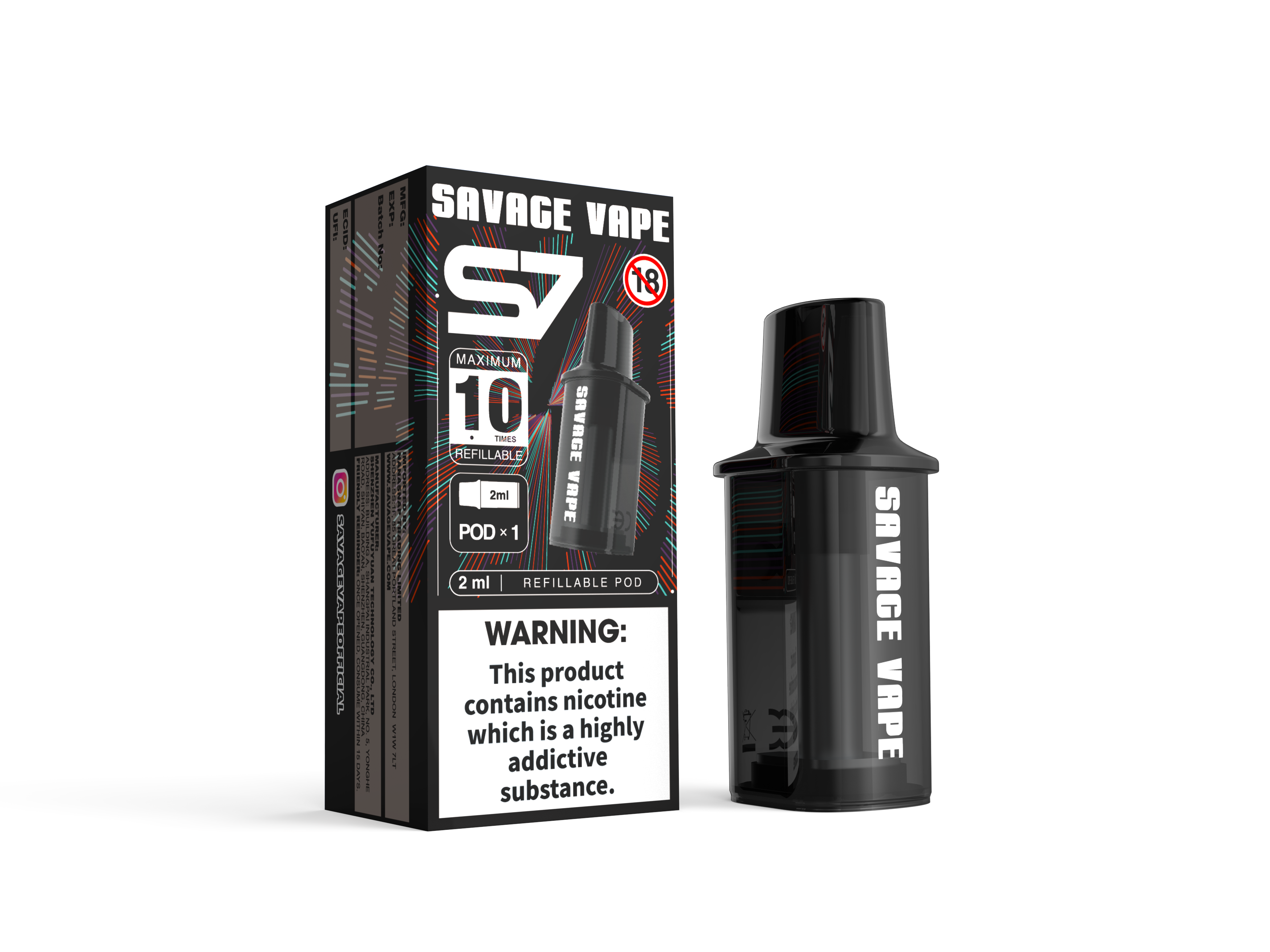 Savage Vape S7 reemplazable 2 ml de 2 ml kits de inicio de cápsula dispositivo 700mAh batería - TPD