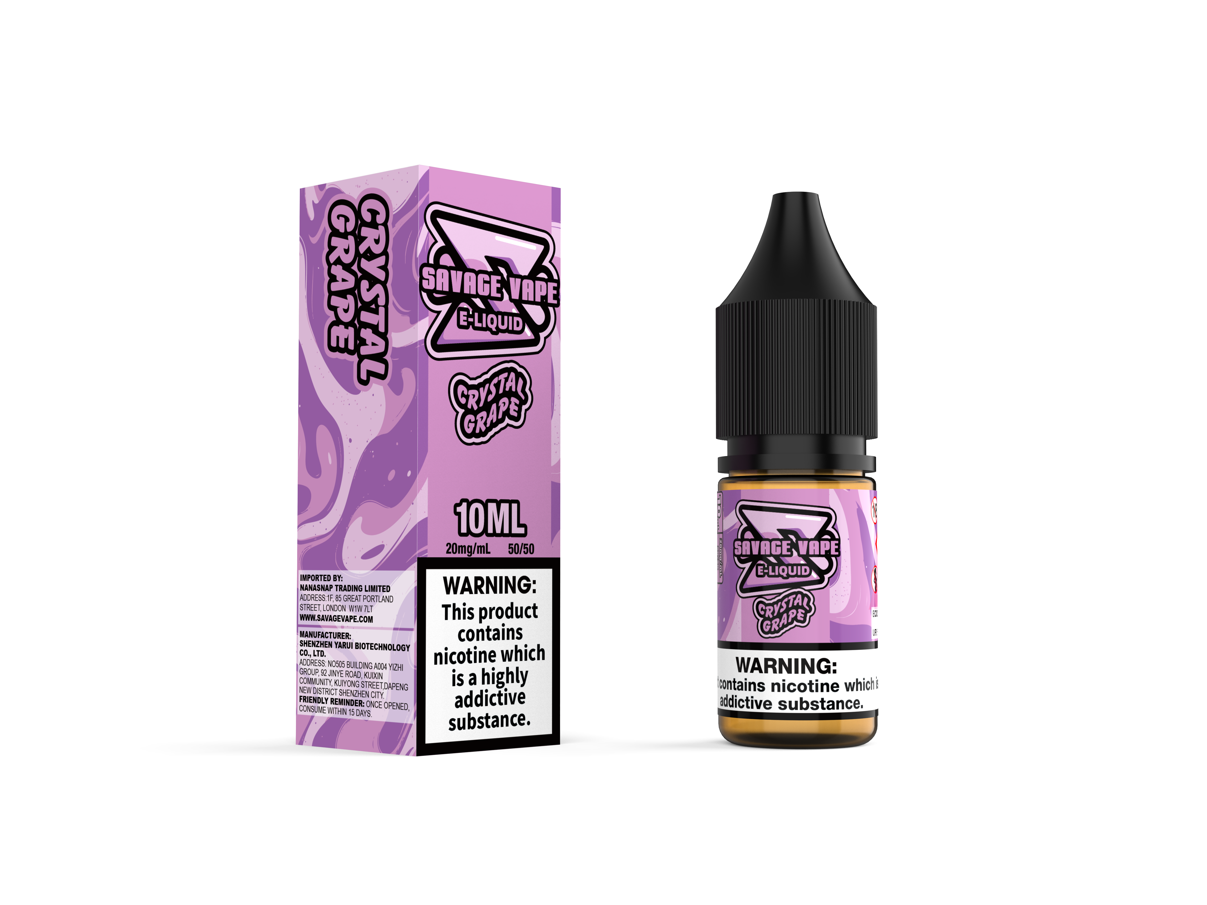 Savage Vape E Juice 2 mg de sal nicotina 10 ml de uva de cristal